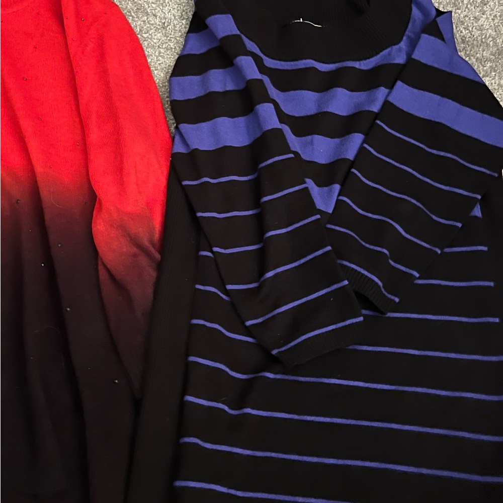 One A Black and Purple Striped Sweater Size Large